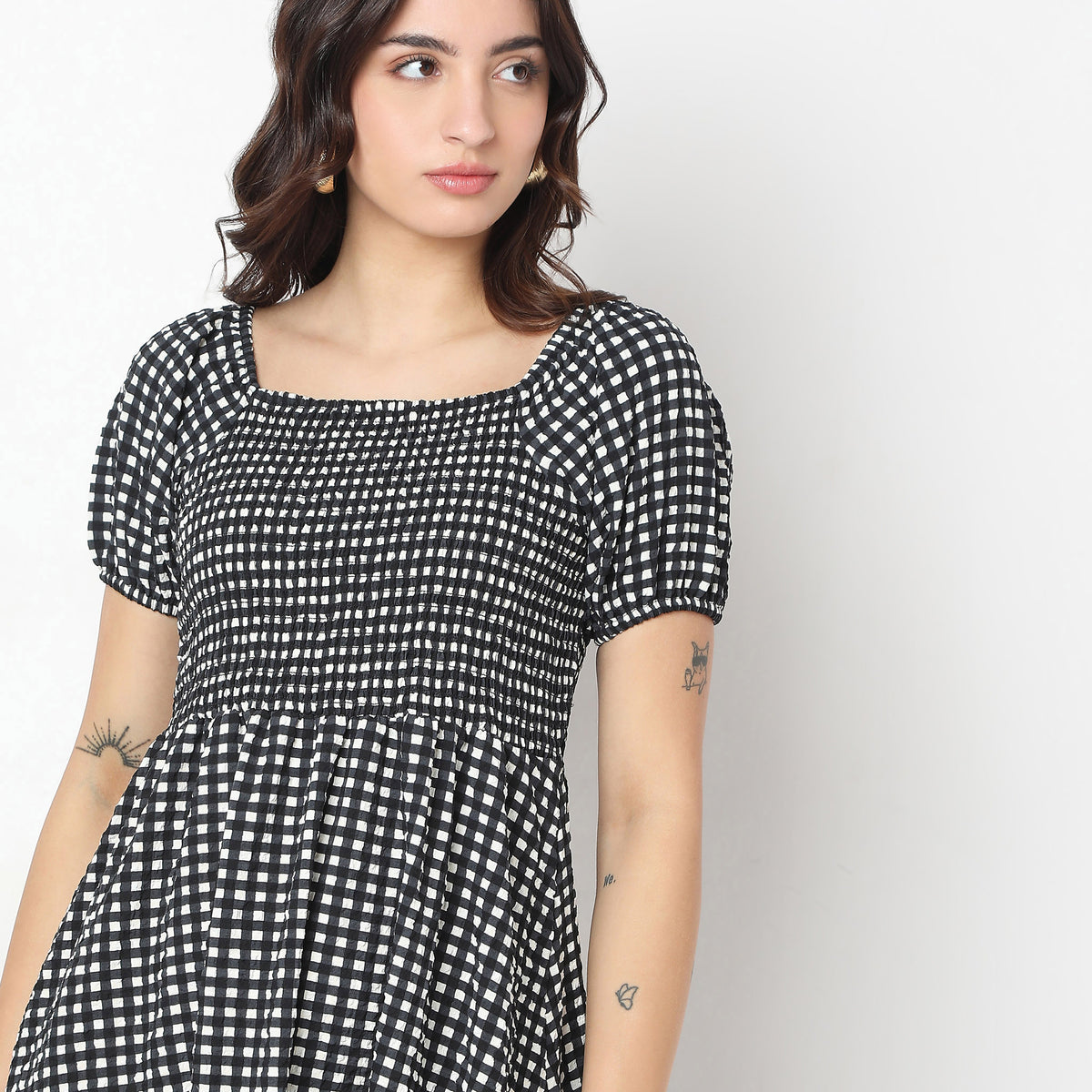 Regular Fit Checkered Dress