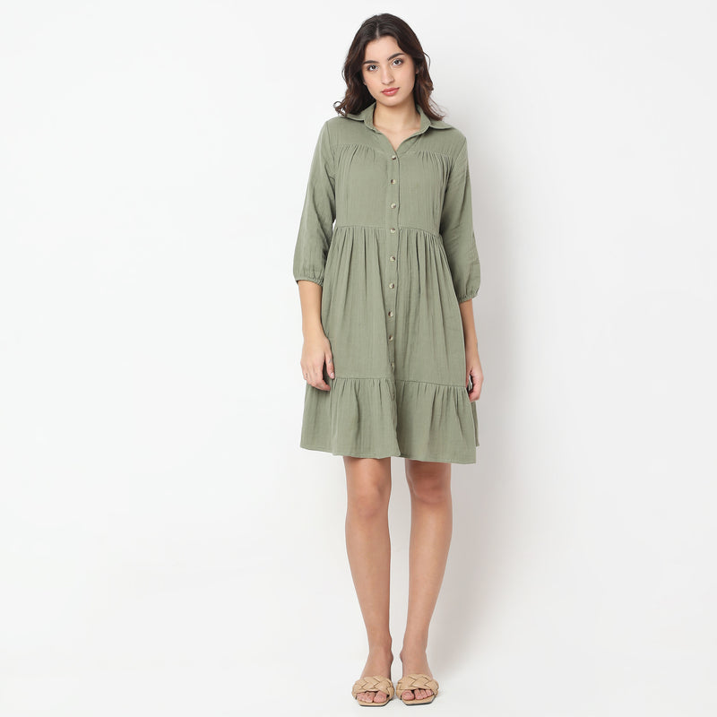 Regular Fit Solid Dress