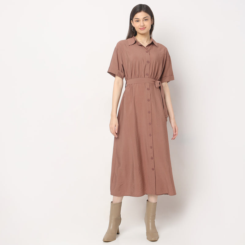 Regular Fit Solid Dress