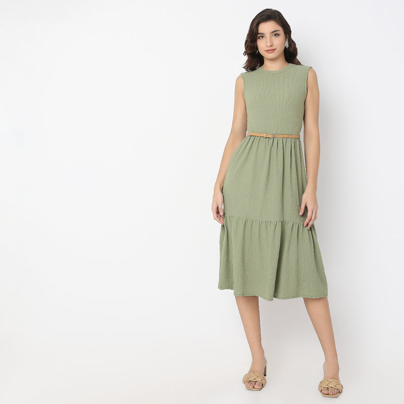 Regular Fit Solid Dress