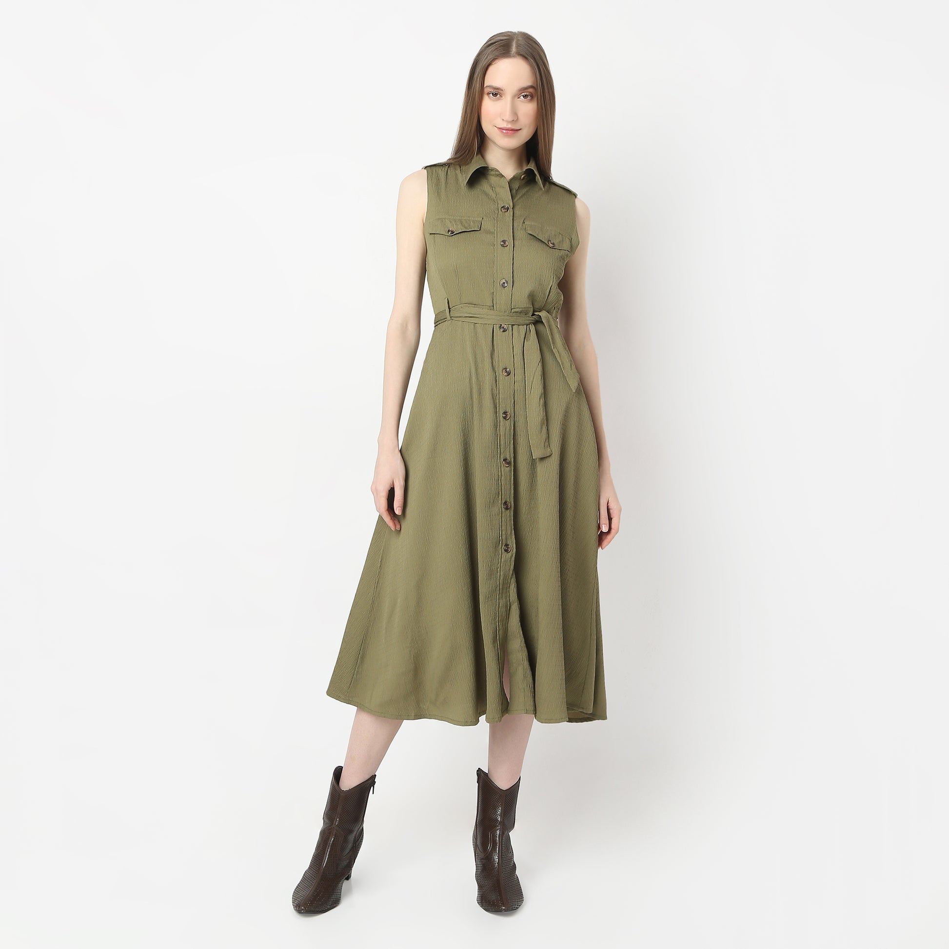 Regular Fit Solid Dress