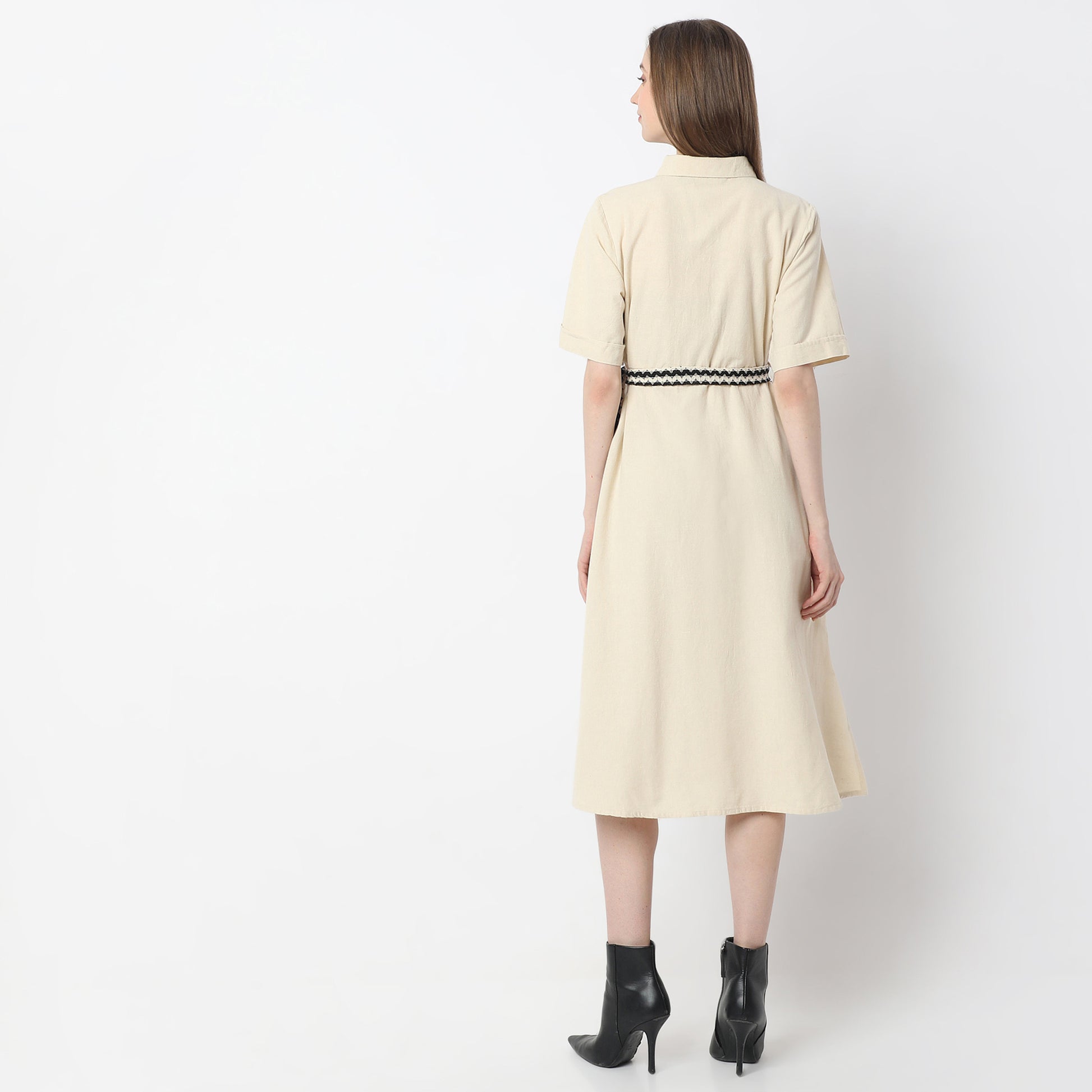 Below Knee Elegant Shirt Collar Dress
