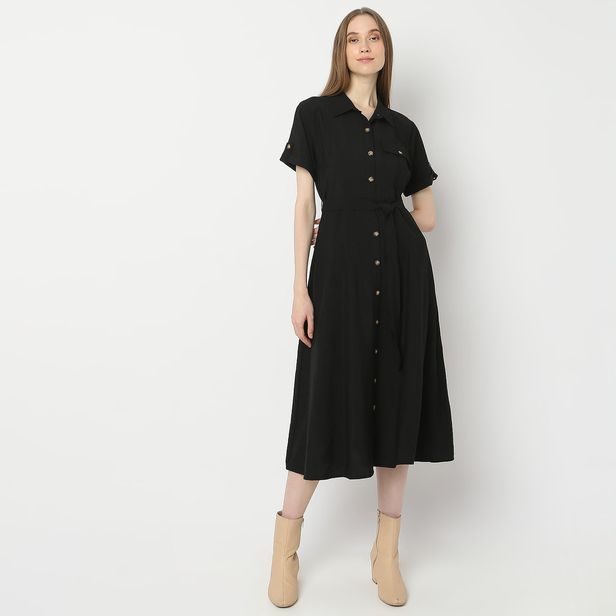 Regular Fit Solid Dress