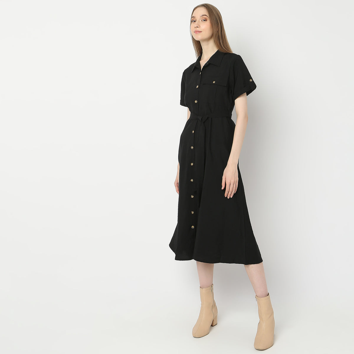 Regular Fit Solid Dress