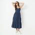 Regular Fit Solid V-Neck Calf Length Dress