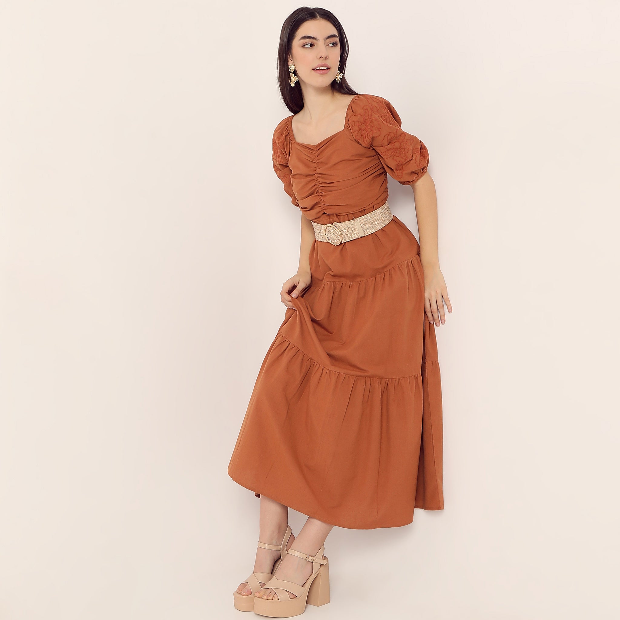 Flare Fit Solid Dress