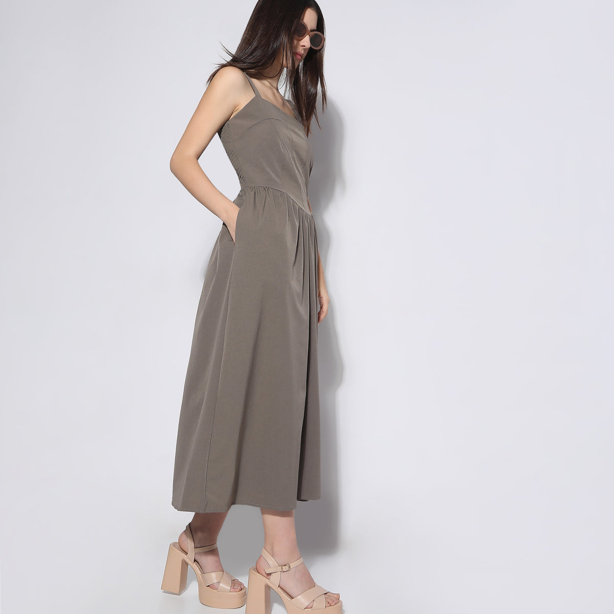Flare Fit Solid Dress