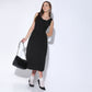 Regular Fit Solid U-Neck Calf Length Dress