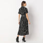 Printed Calf Length Shirt Collar Luxe Short Sleeve Dress