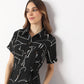 Printed Calf Length Shirt Collar Luxe Short Sleeve Dress