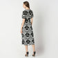 Regular Fit Printed Calf Length Dress
