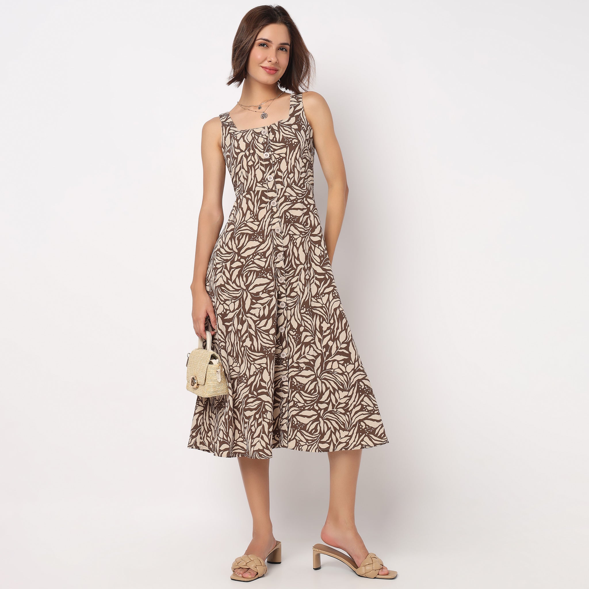 Floral Strappy Flared Dress