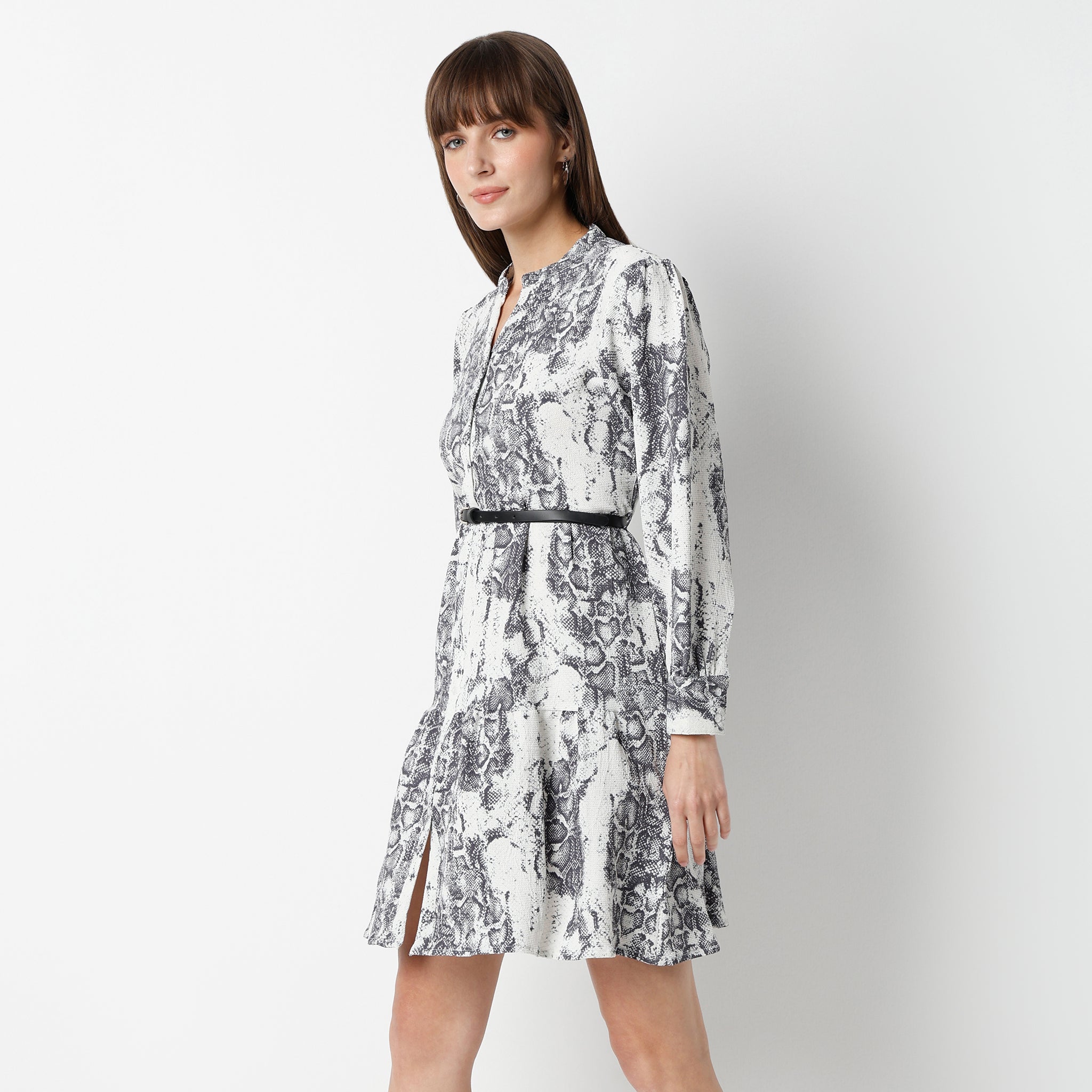 Flare Fit Printed Above Knee Dress