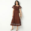 Long Embroidered Tiered Dress