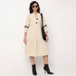 Woven Solid Mandarin Collar Tiered Dress