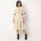 Woven Solid Mandarin Collar Tiered Dress