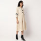 Woven Solid Mandarin Collar Tiered Dress