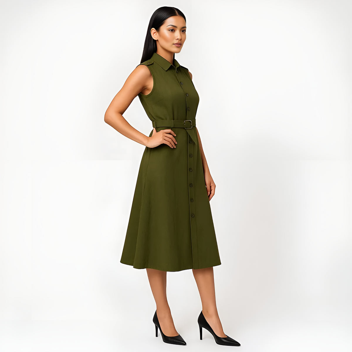 Buy Cotton Sleeveless Shirt Dress - Style Union
