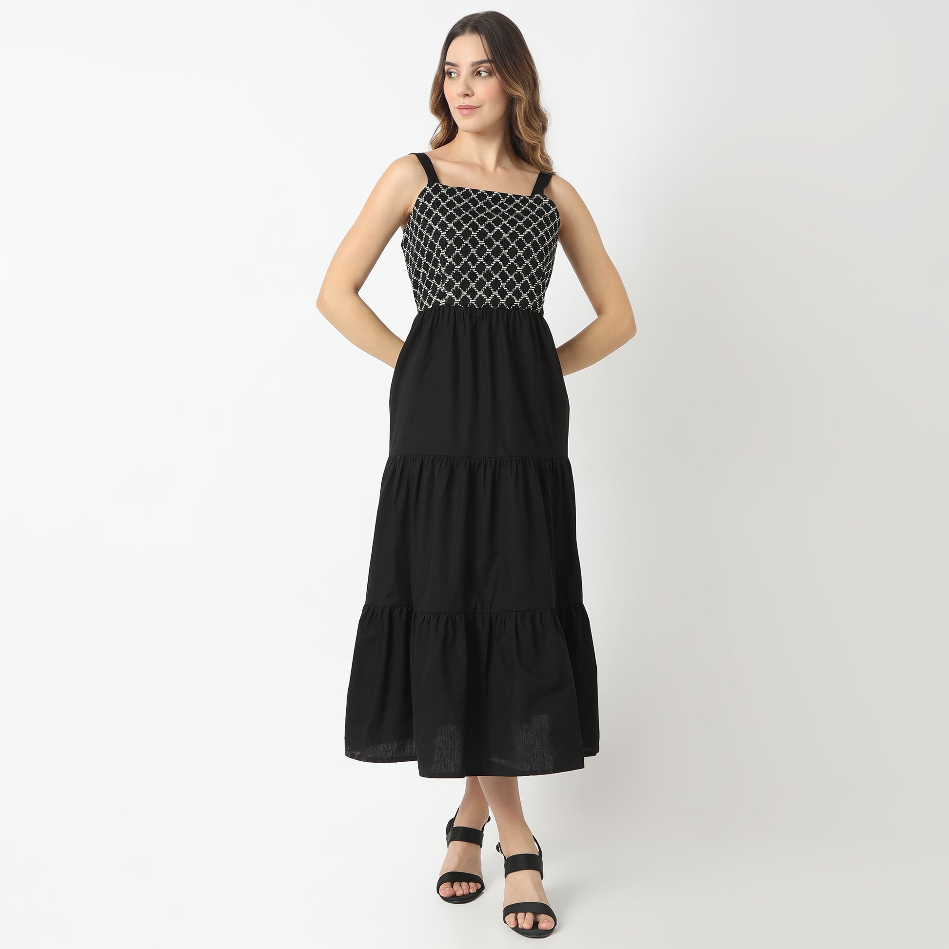 Flare Fit Lace Square Neck Dress