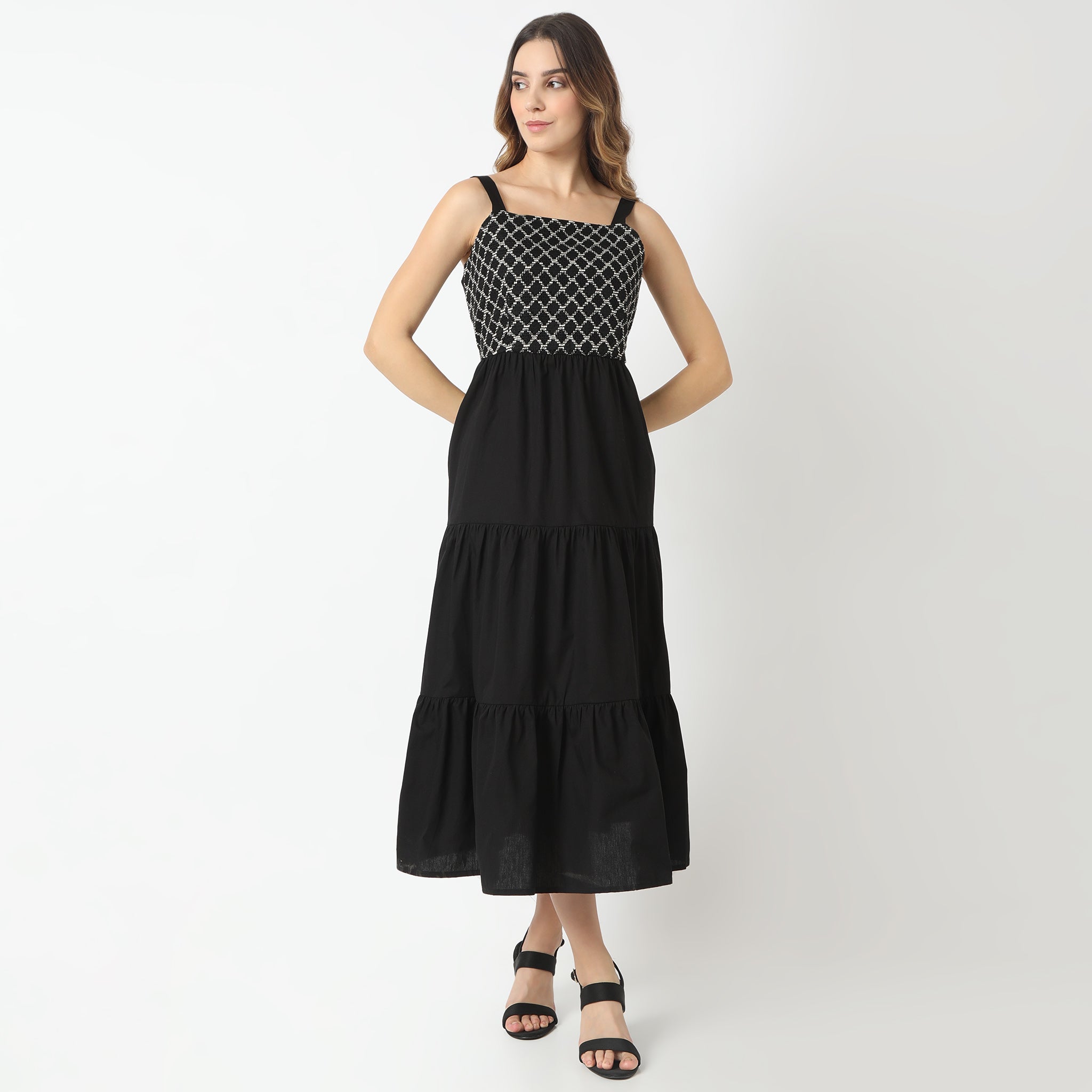 Flare Fit Lace Square Neck Dress