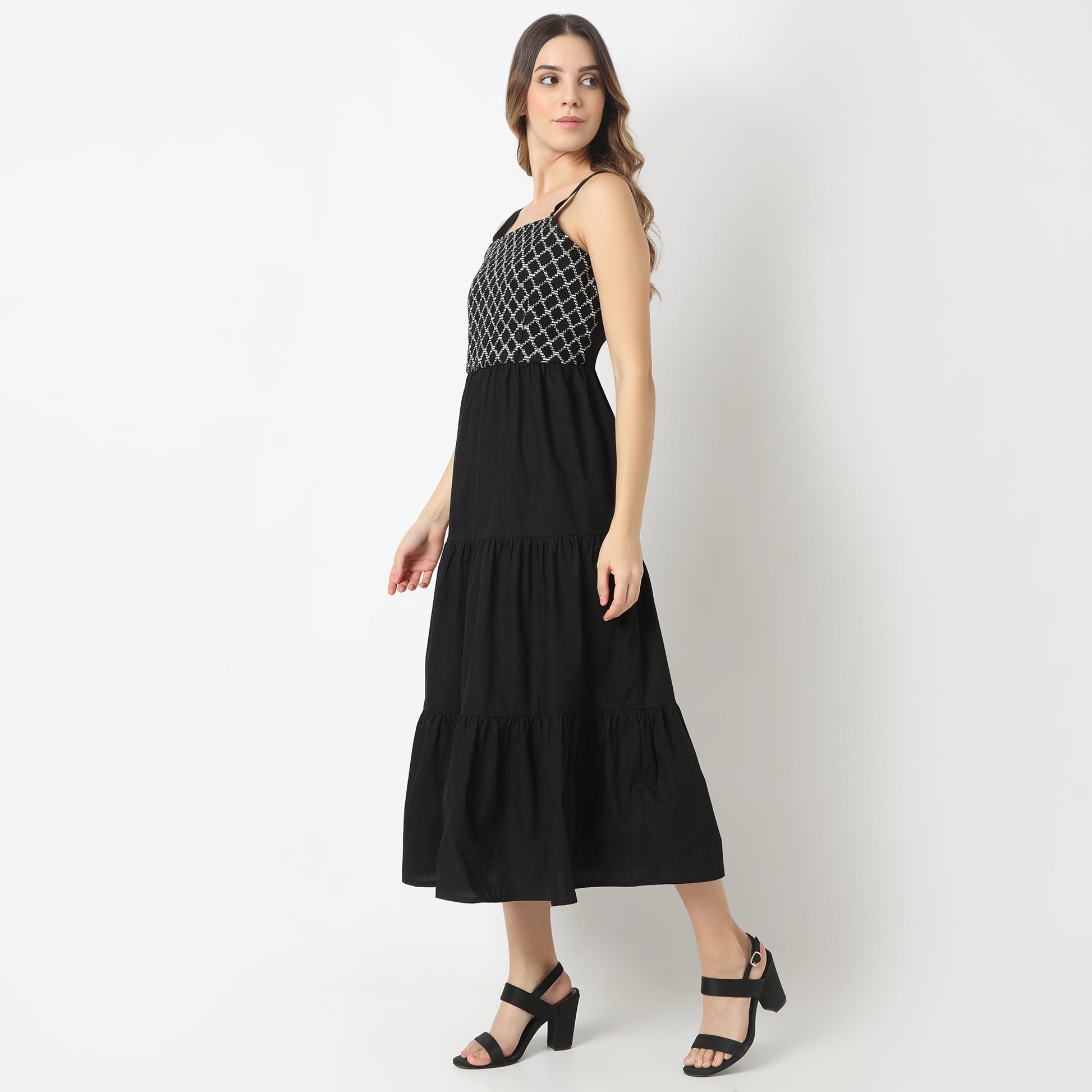 Flare Fit Lace Square Neck Dress