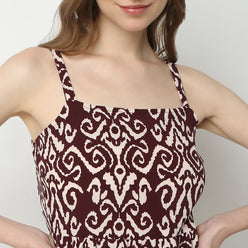 Regular Fit Printed Square Neck Dress