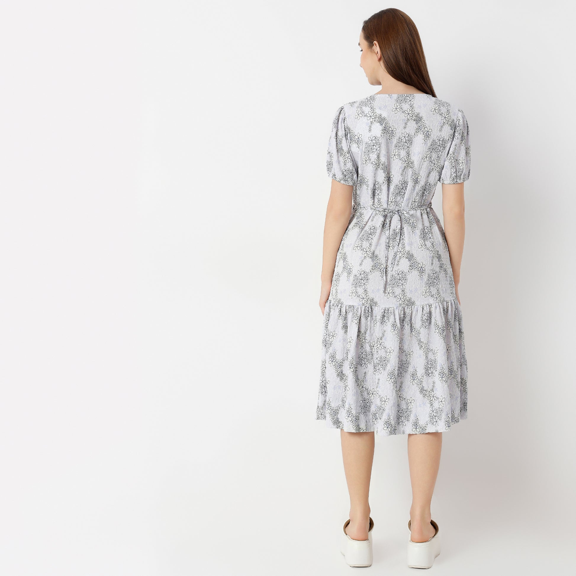 Regular Fit Structured V-Neck Dress