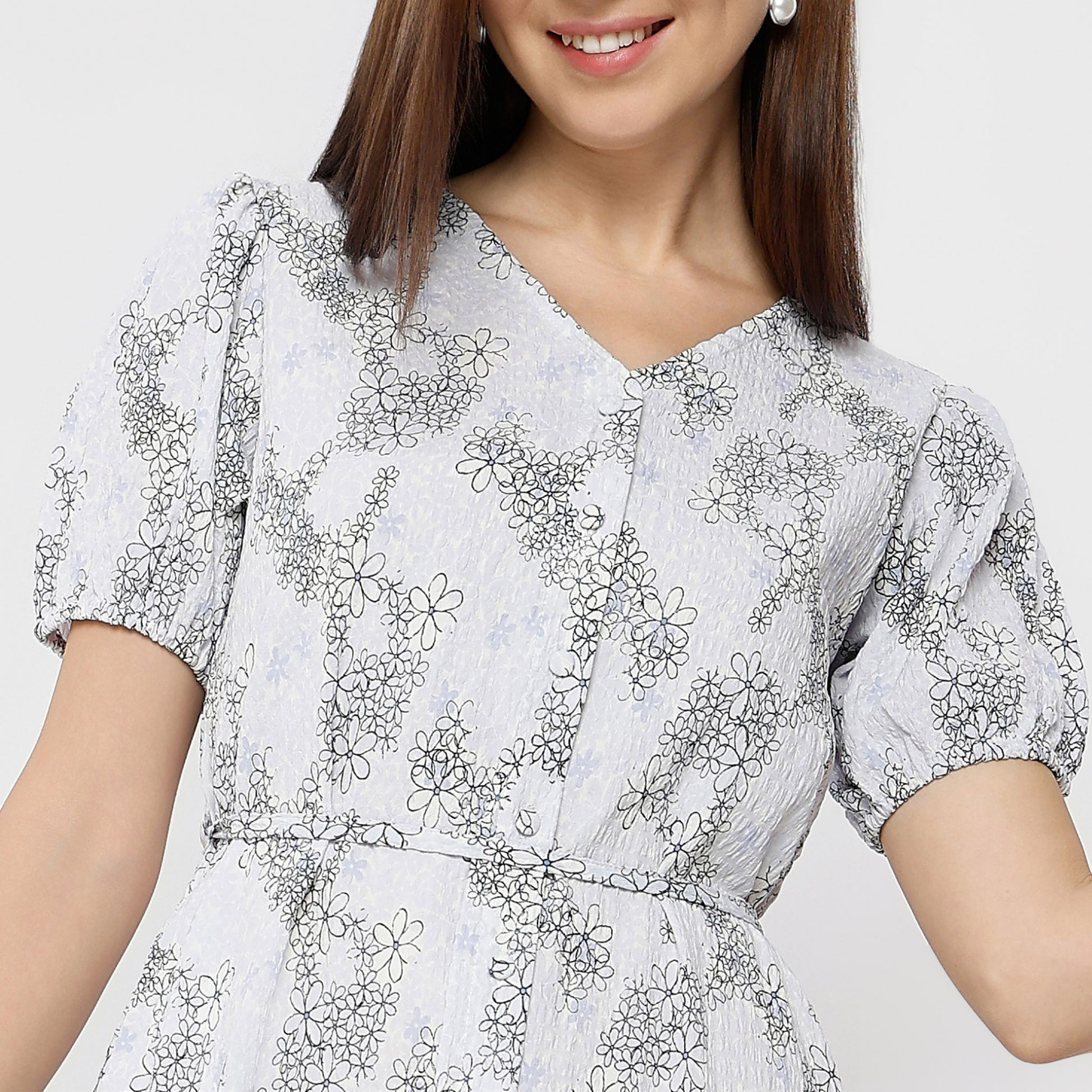 Regular Fit Structured V-Neck Dress