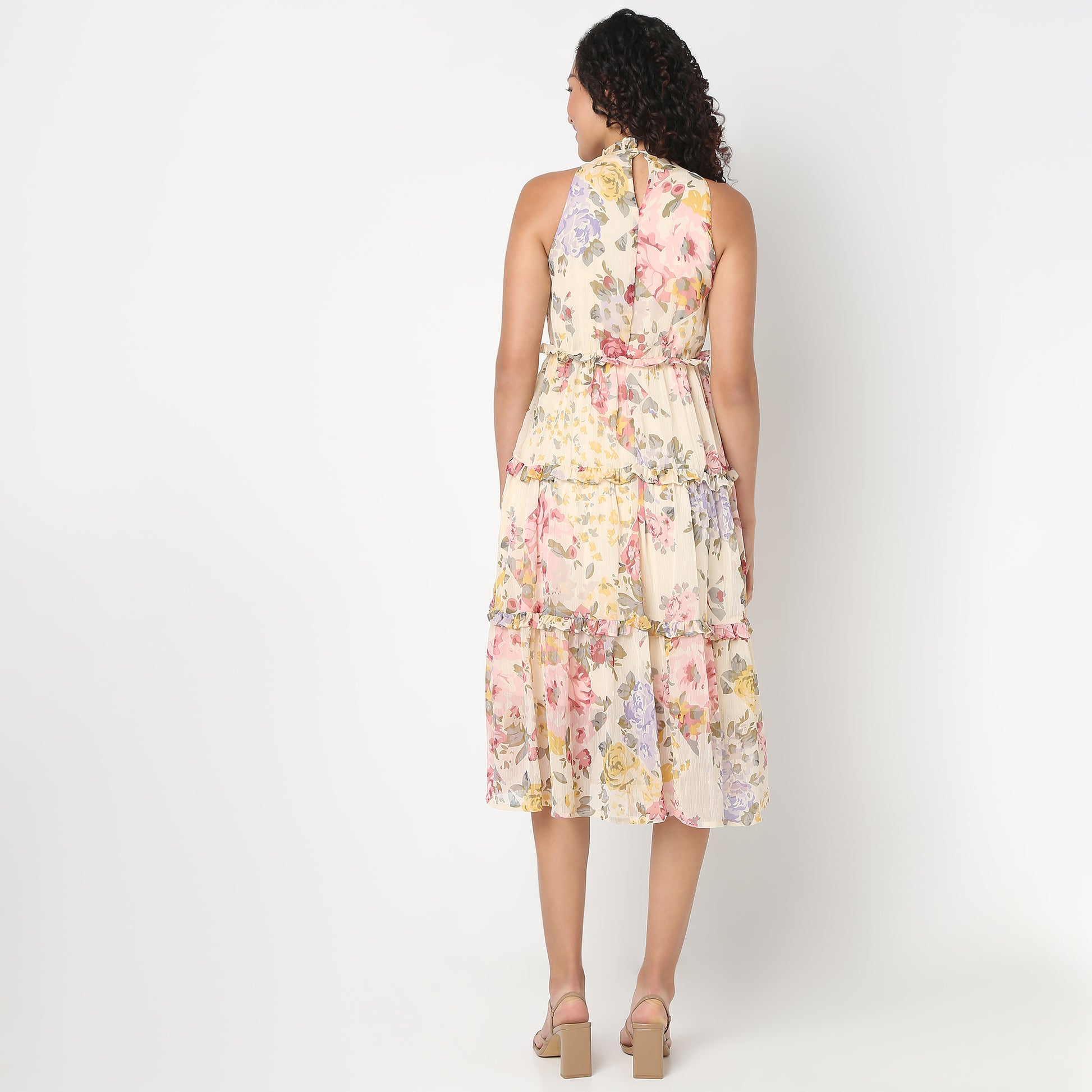 Floral Sleeveless Flared Dress