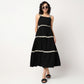 Woven Strapy Flared Solid Dress
