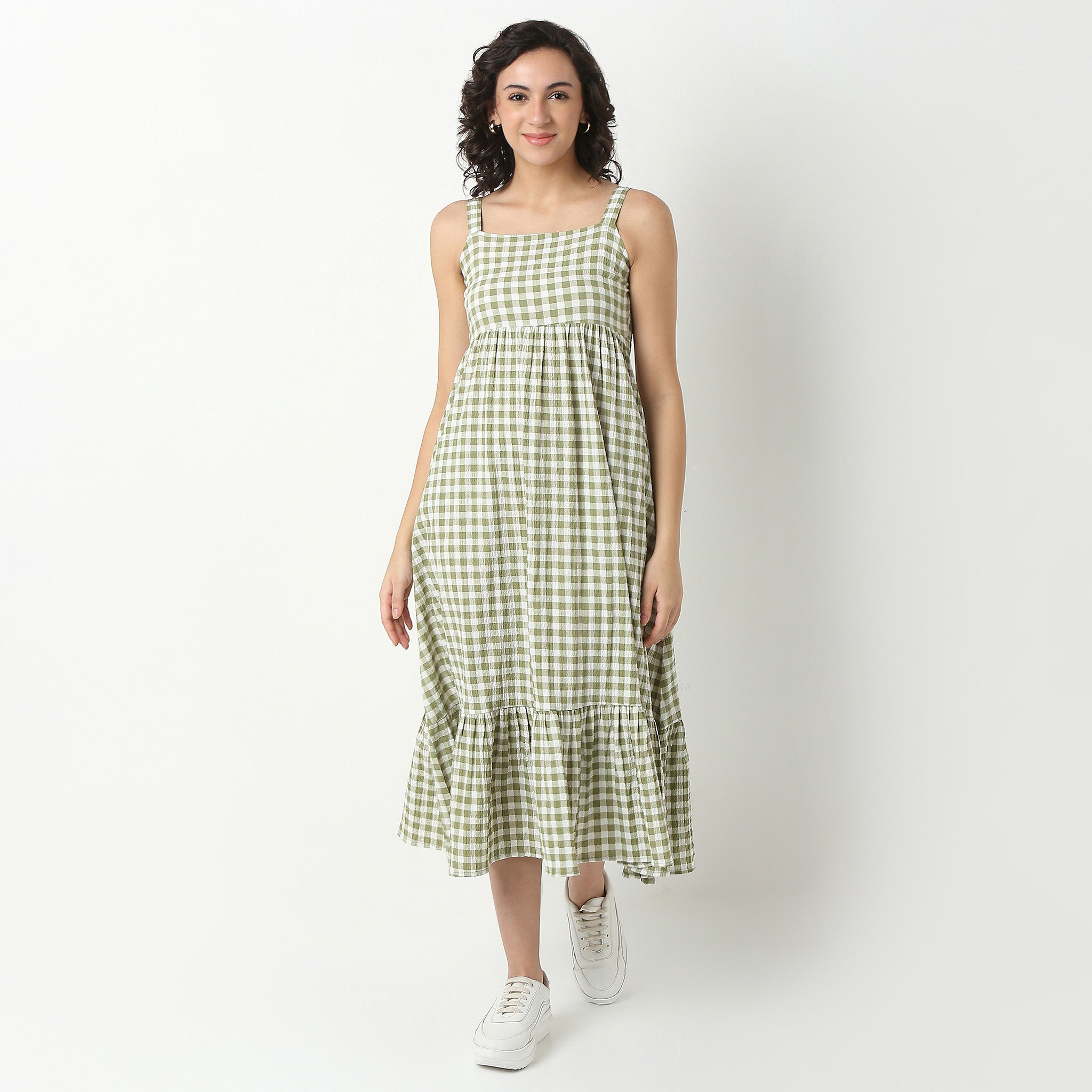Checkered Polyester Spandex Dress