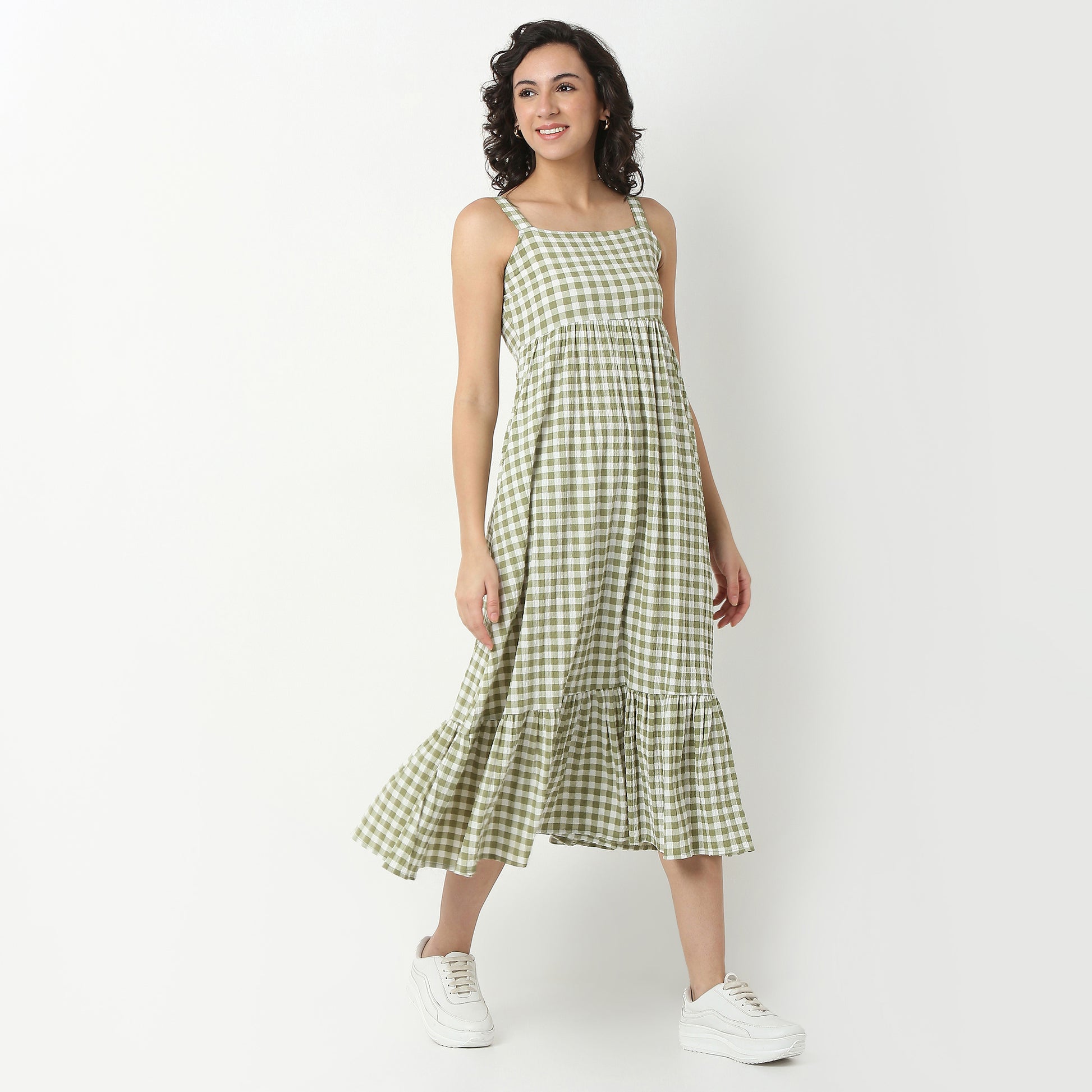 Checkered Polyester Spandex Dress