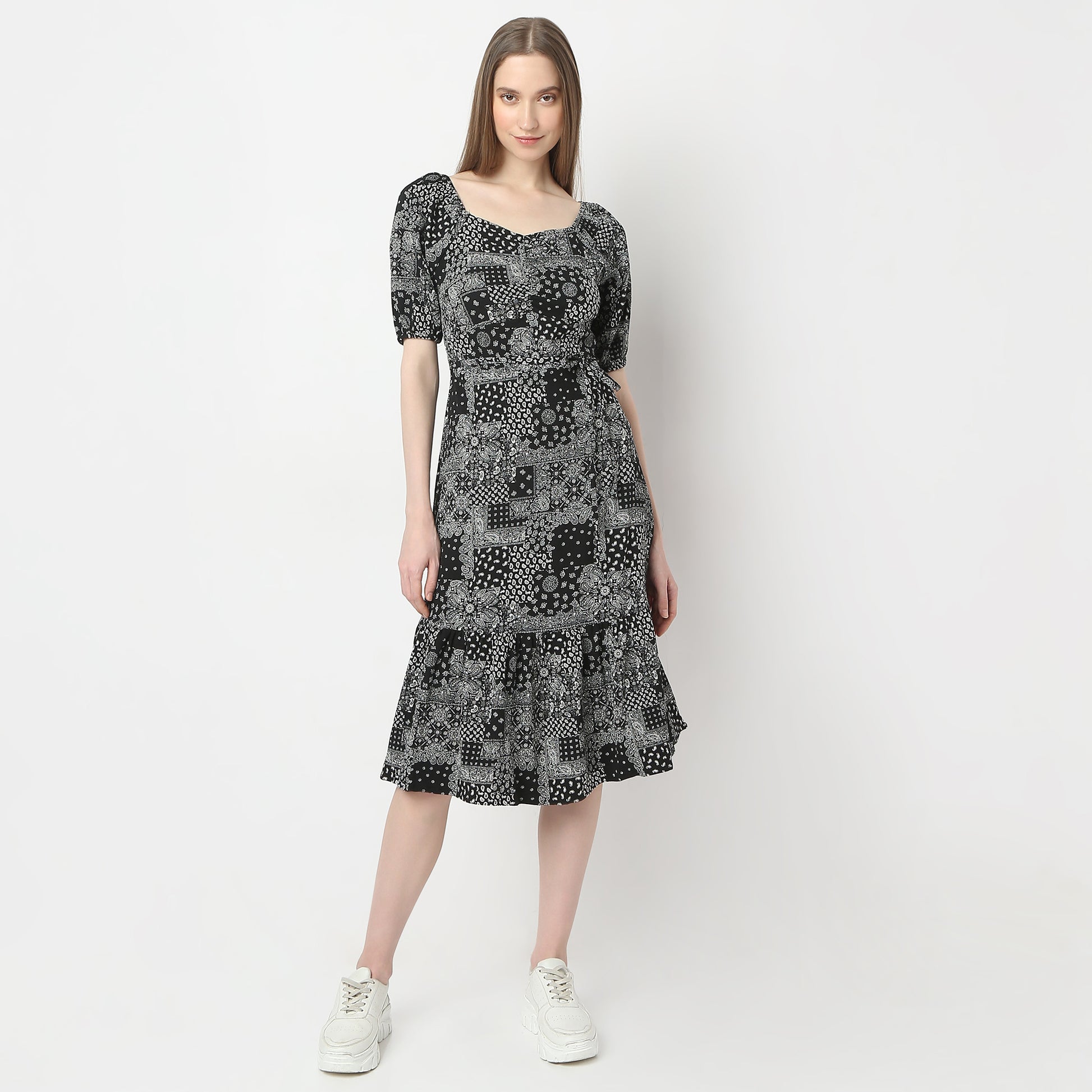 Flare Fit Printed Dress