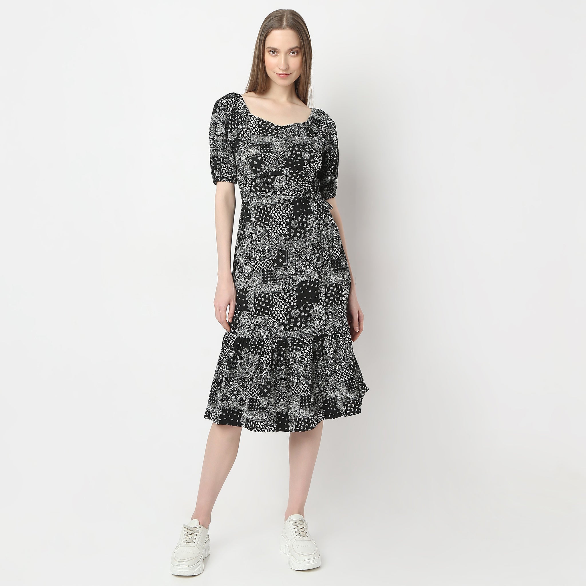 Flare Fit Printed Dress