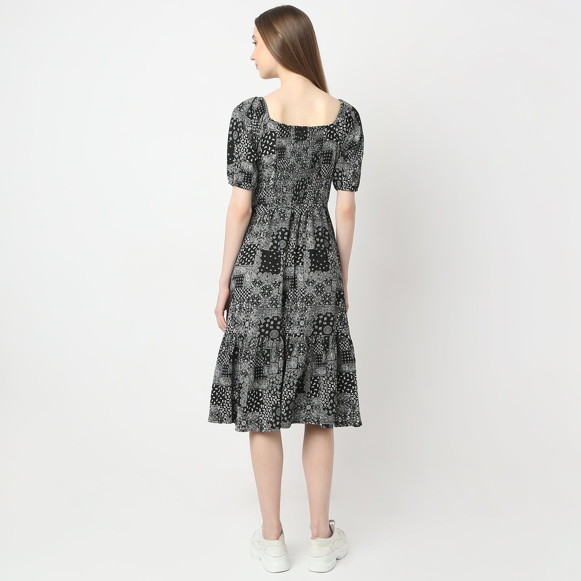 Flare Fit Printed Dress