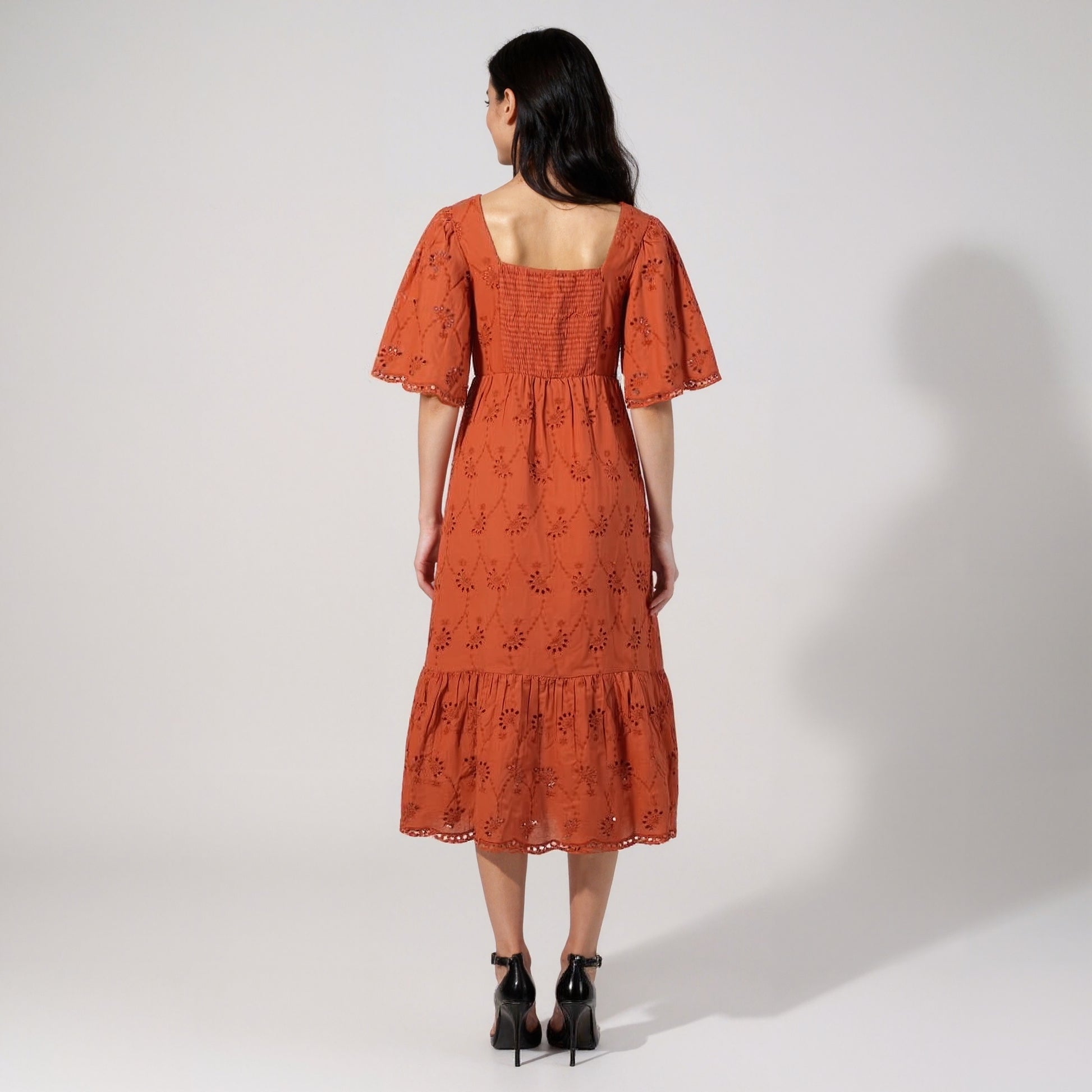 Schiffli Flared Dress