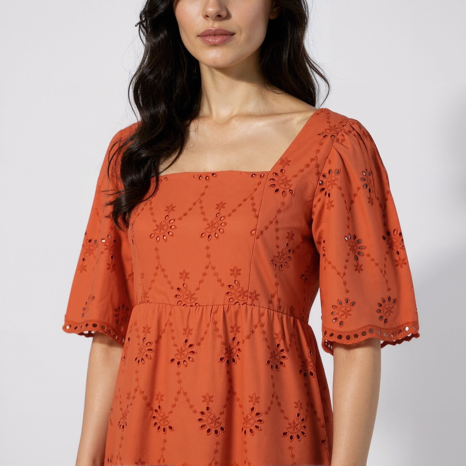 Schiffli Flared Dress