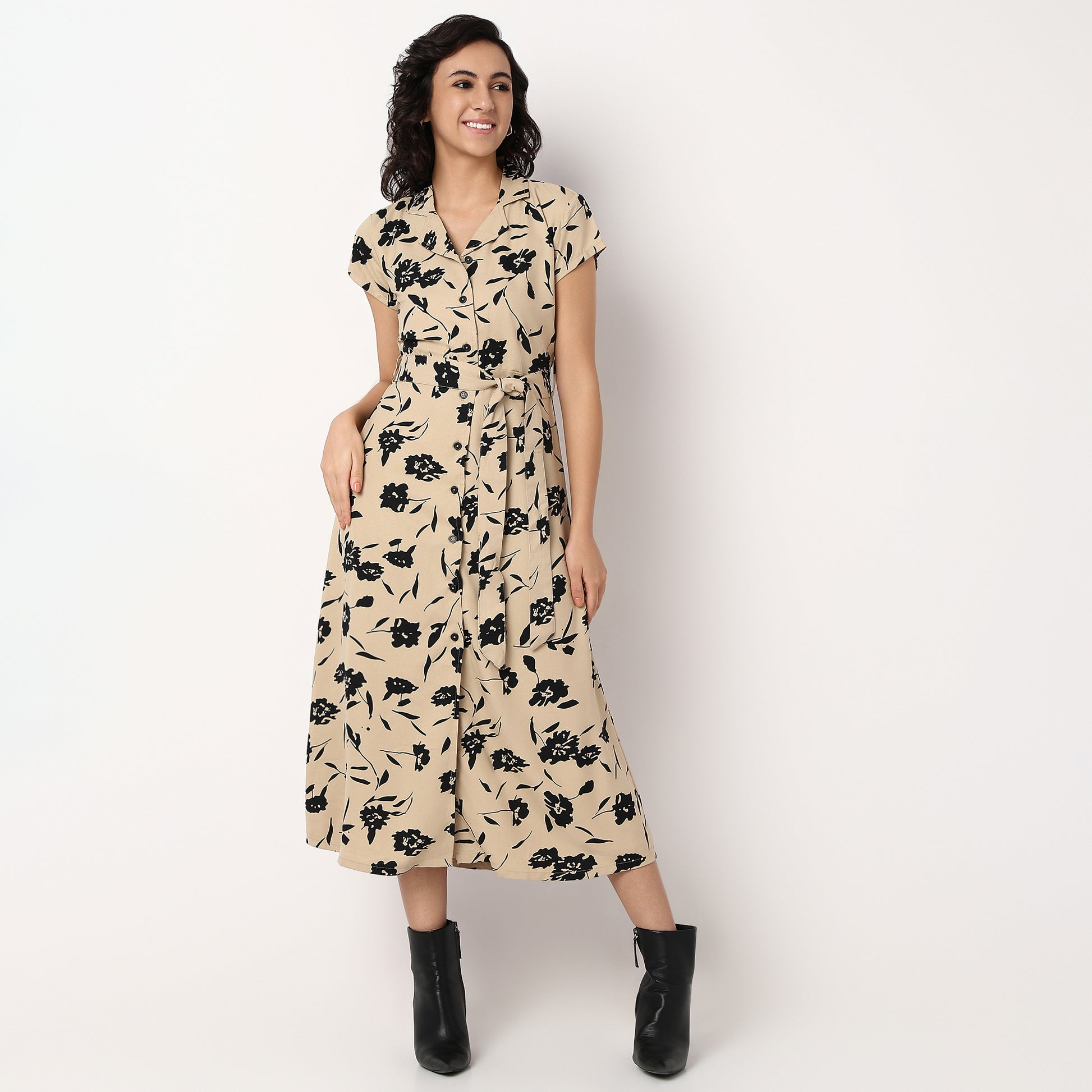 Woven Camp Collar Juliette Printed Dress