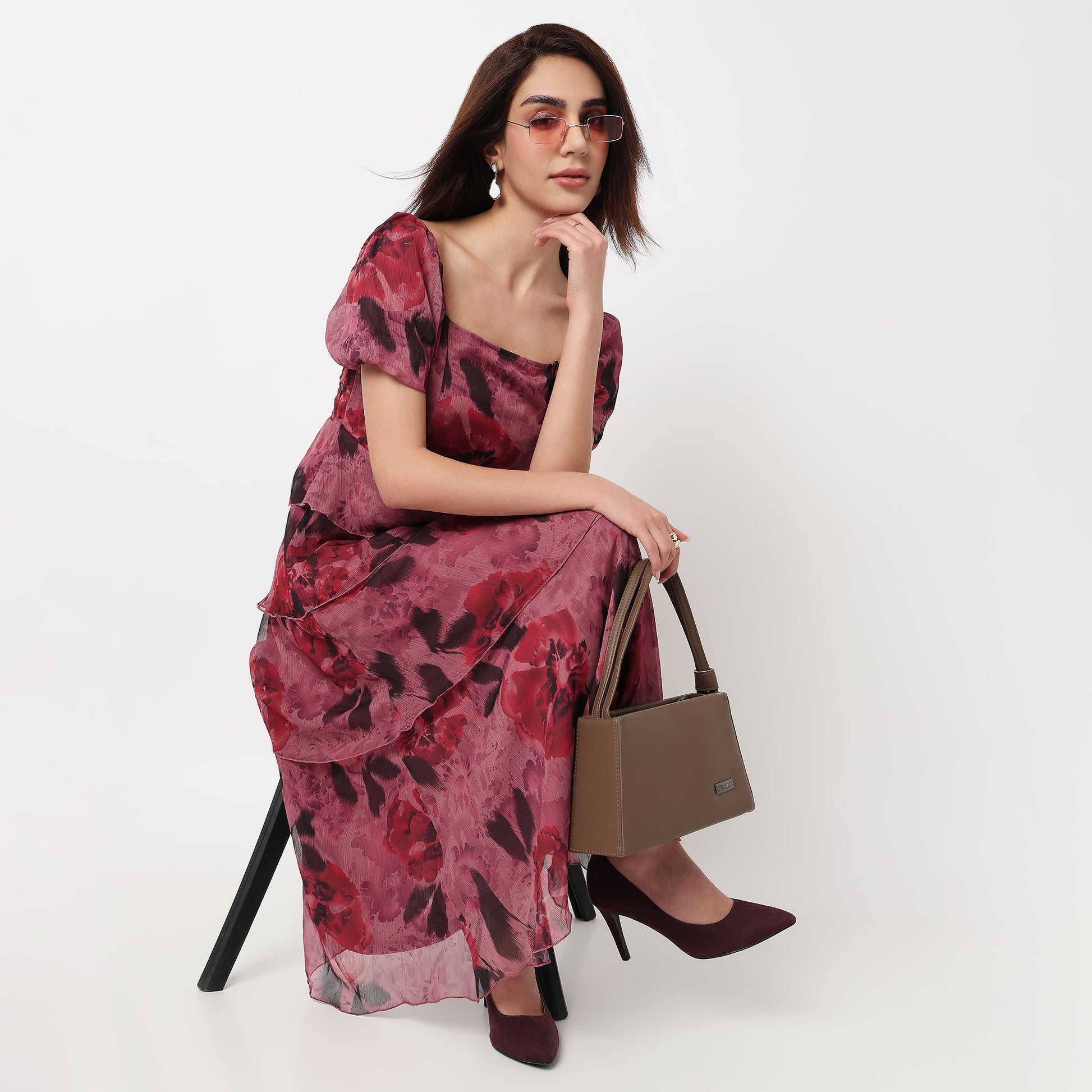 Floral Square Neck Dress 