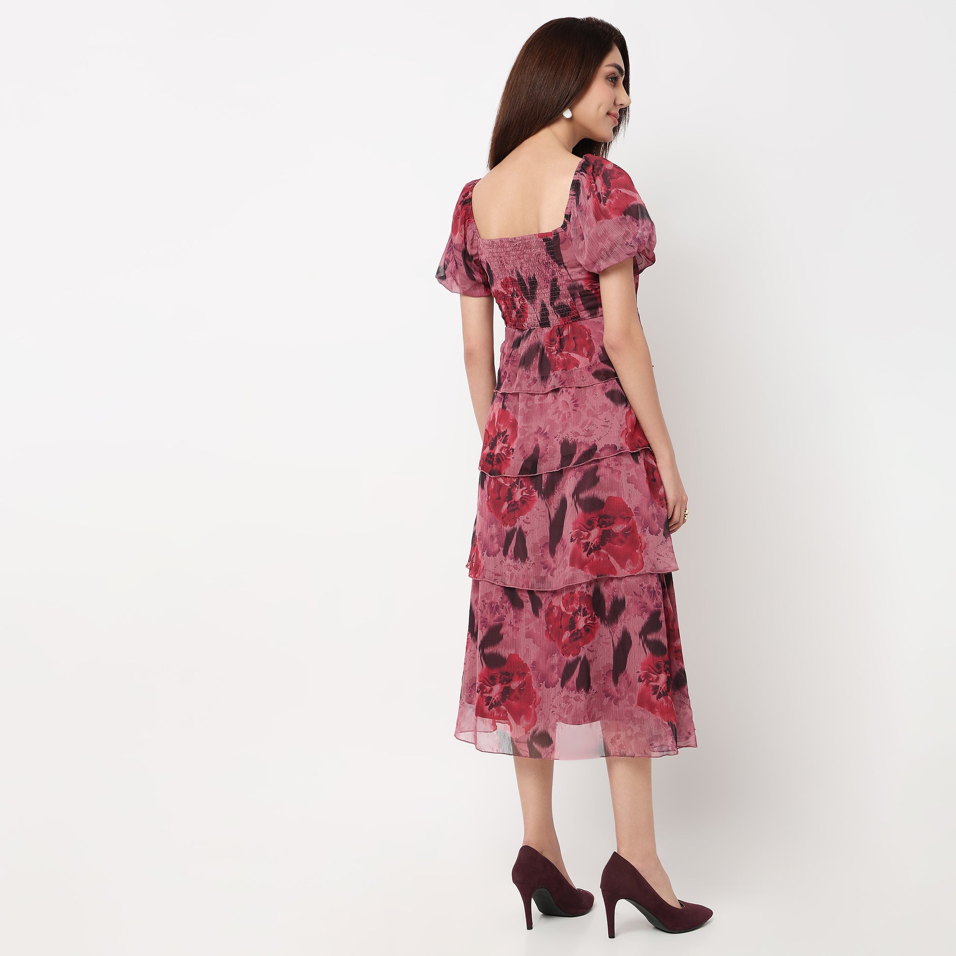 Floral Square Neck Dress 