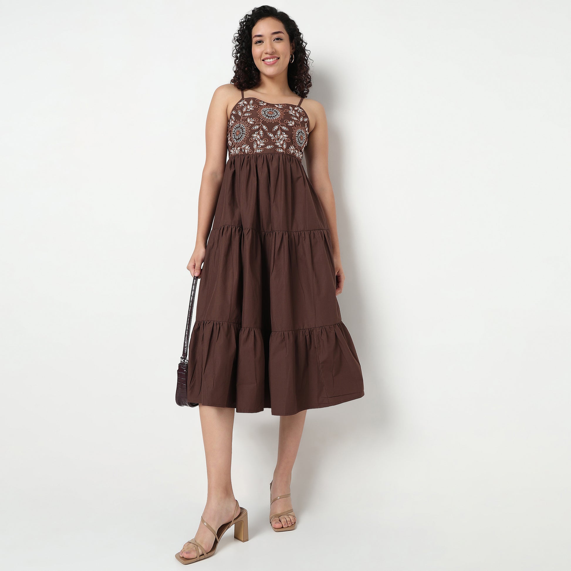 Buy Women Flare Fit Embroidered Sleeveless Dress  - Style Union