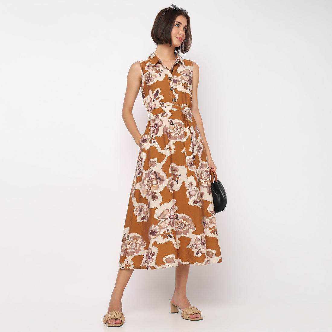 Floral Collar Sleeveless Dress