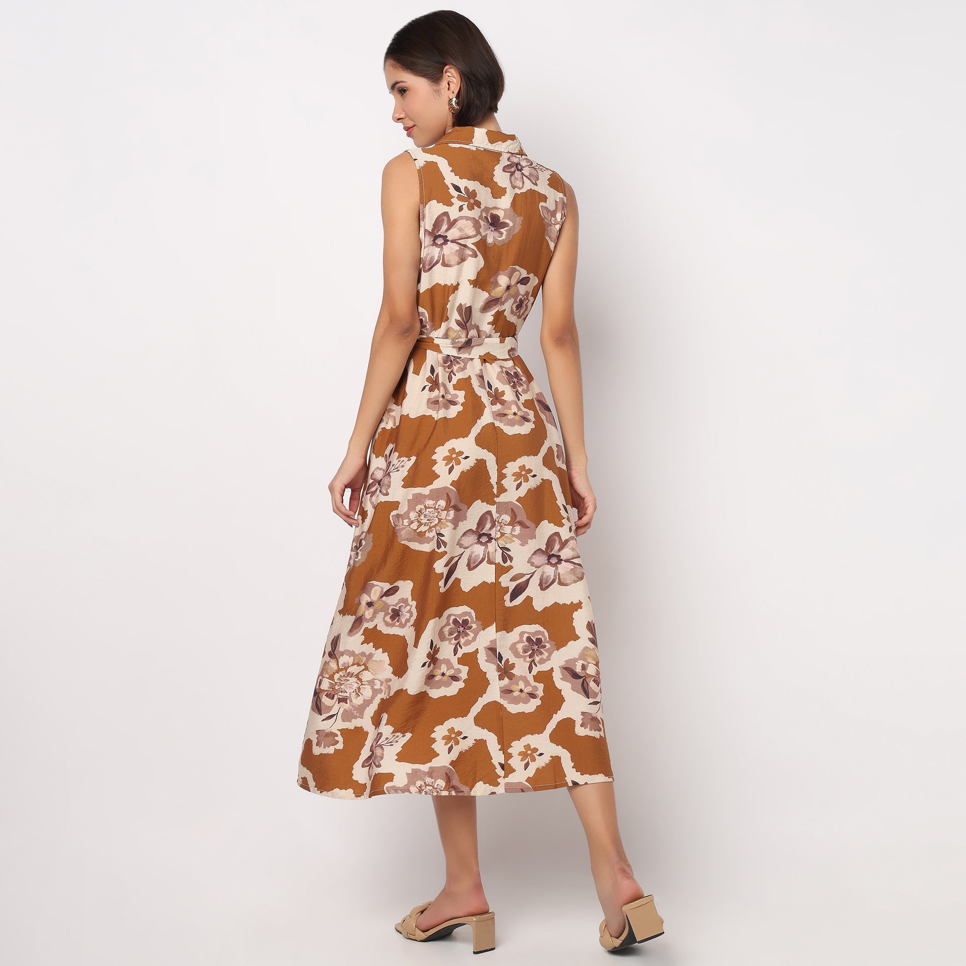 Floral Collar Sleeveless Dress