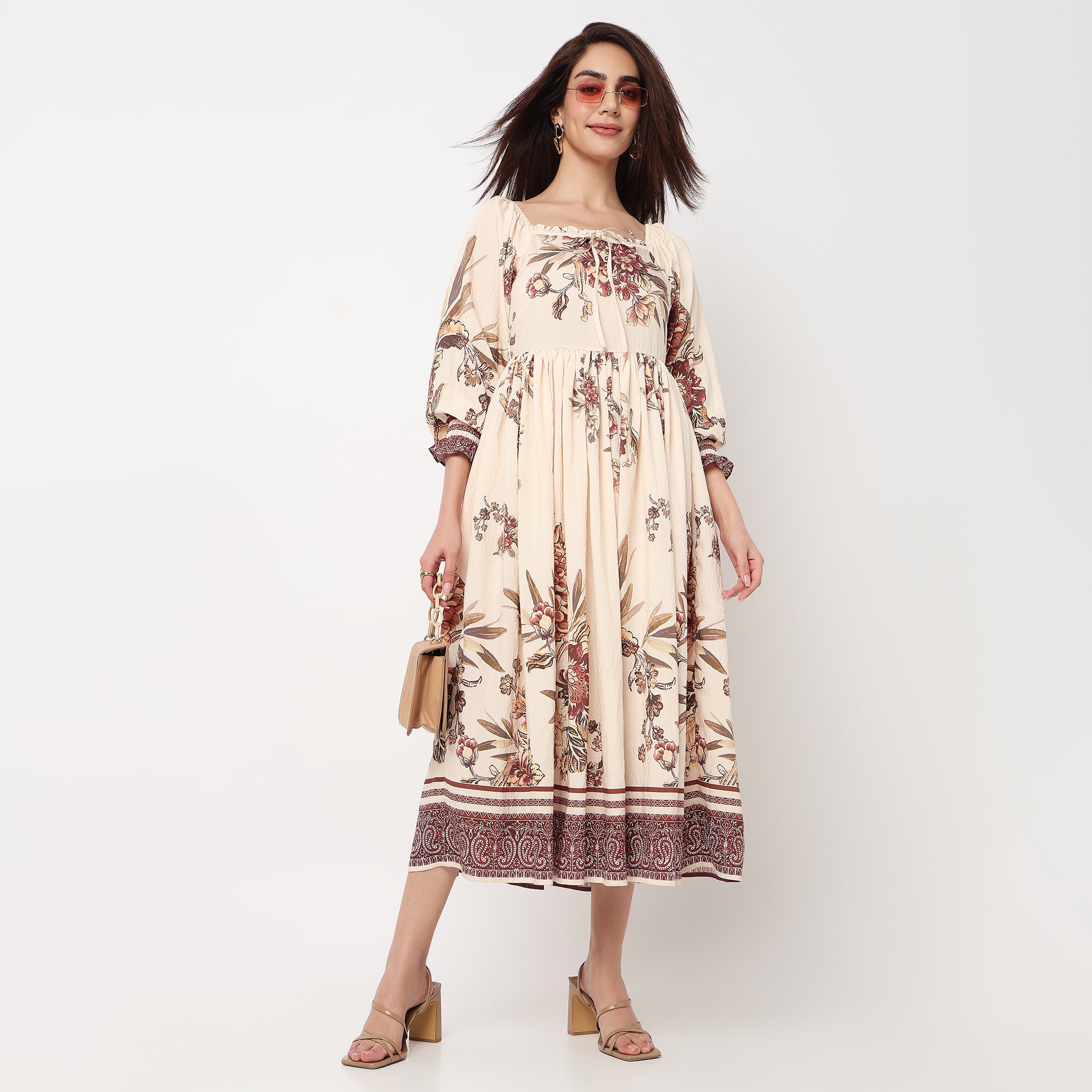 Floral Square Neck Dress