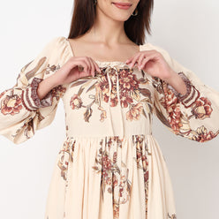 Floral Square Neck Dress