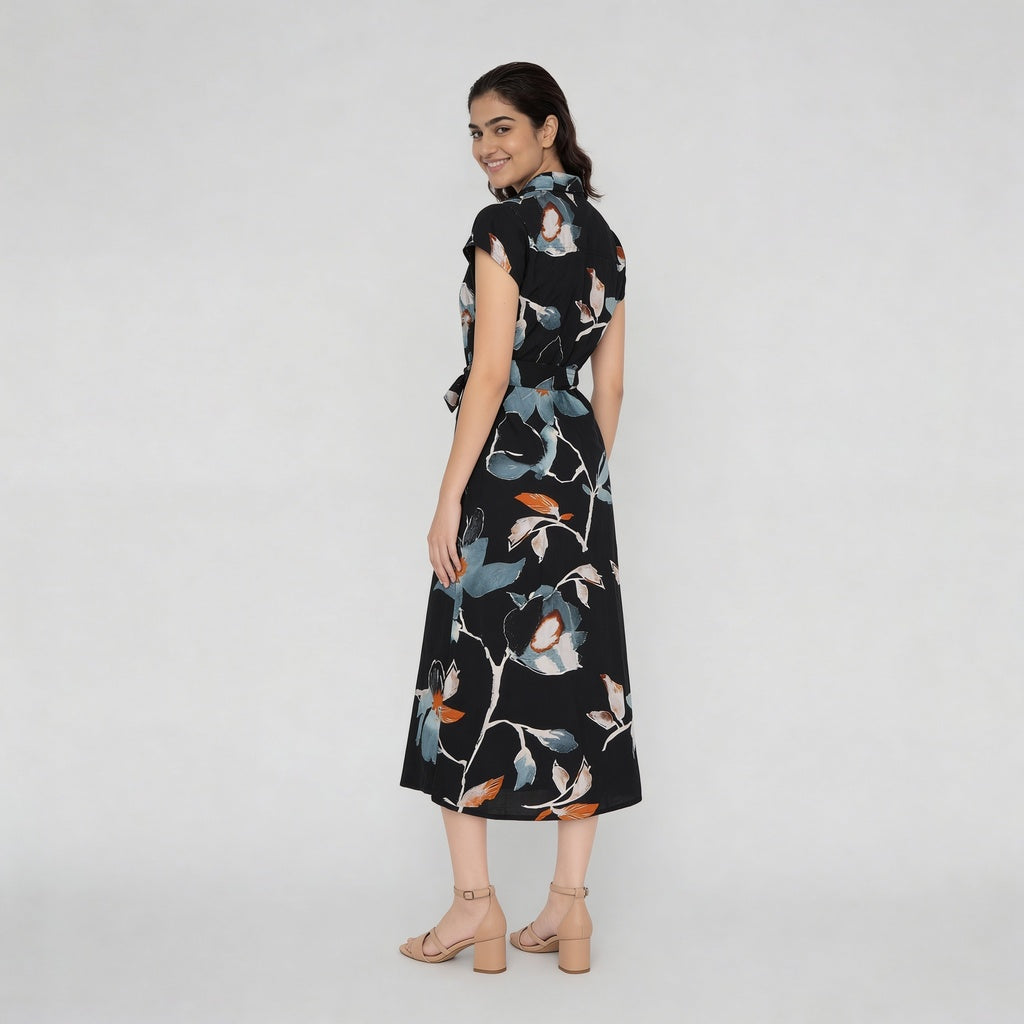 Flared Floral Dress