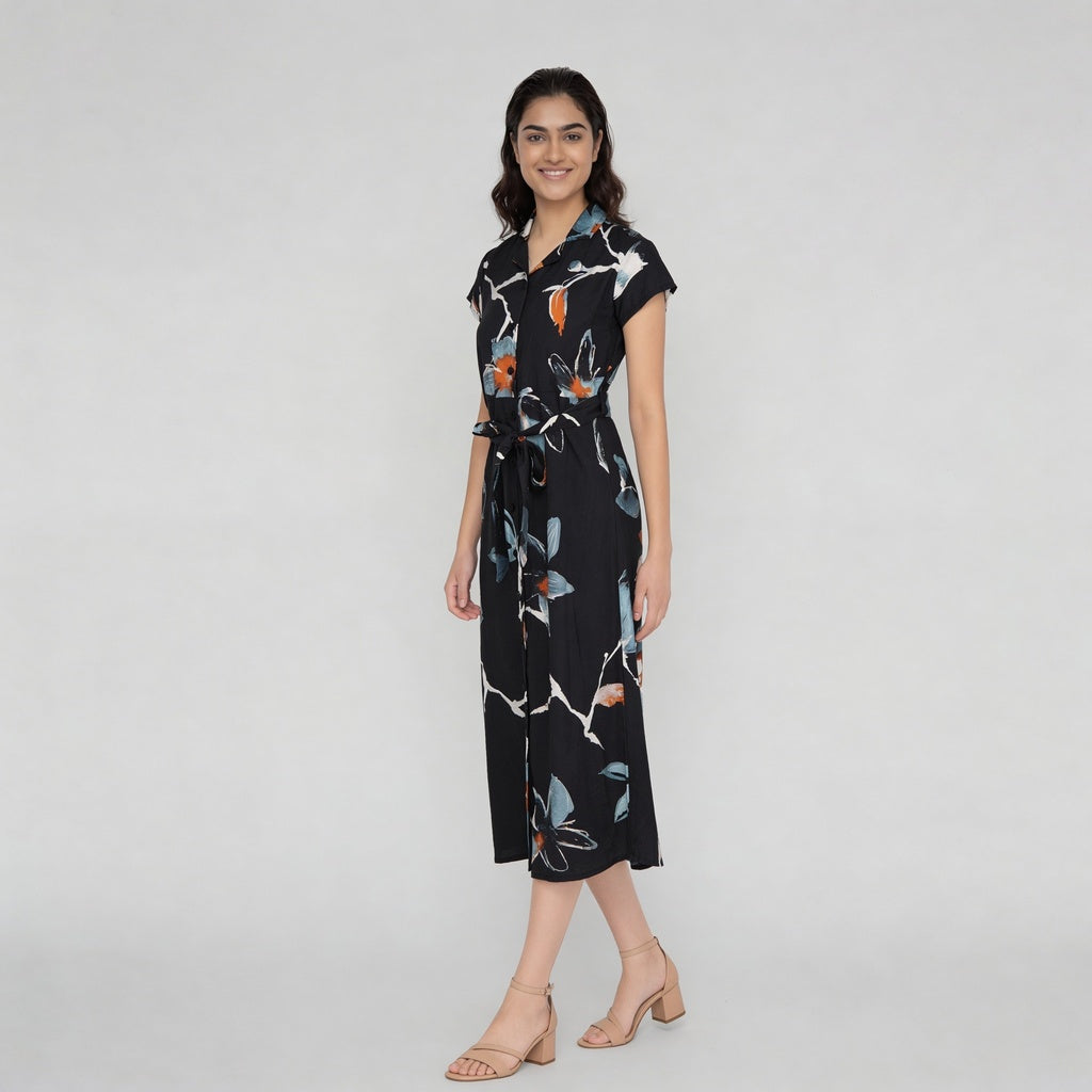 Flared Floral Dress