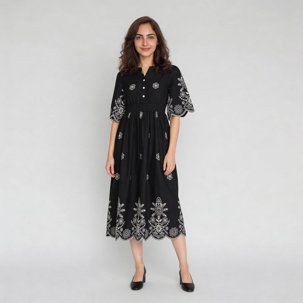 V-Neck Printed Dress