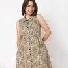 Printed Shirt Collar Dress