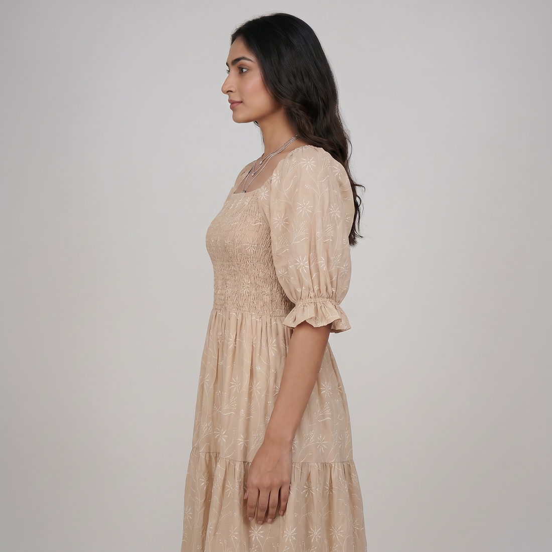 Cotton Embroidered Flared Dress